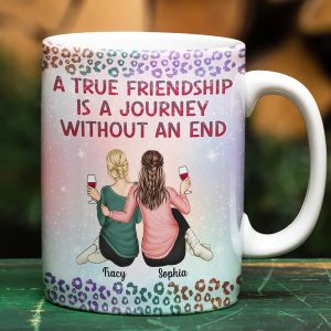 A True Friendship Is A Journey Without An End Twinkle Leopard - Personalized White Edge-to-Edge Mug