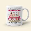 A Woman Cannot Survive On Books Alone, Girl Book Cat White Mug A Woman Cannot Survive On Books Alone, Girl Book Cat White Mug