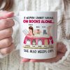 A Woman Cannot Survive On Books Alone, Girl Book Cat White Mug A Woman Cannot Survive On Books Alone, Girl Book Cat White Mug