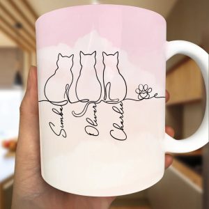 Adorable Cat Line - Personalized White Edge-to-Edge Mug