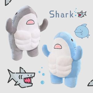 Adorable Muscle Shark Plush Toy - Soft Stuffed Animal for Kids' Sleep & Play