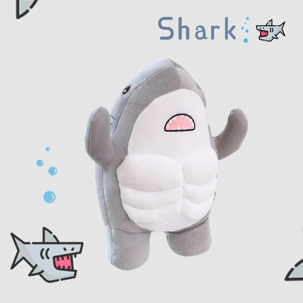 Adorable Muscle Shark Plush Toy - Soft Stuffed Animal for Kids' Sleep & Play