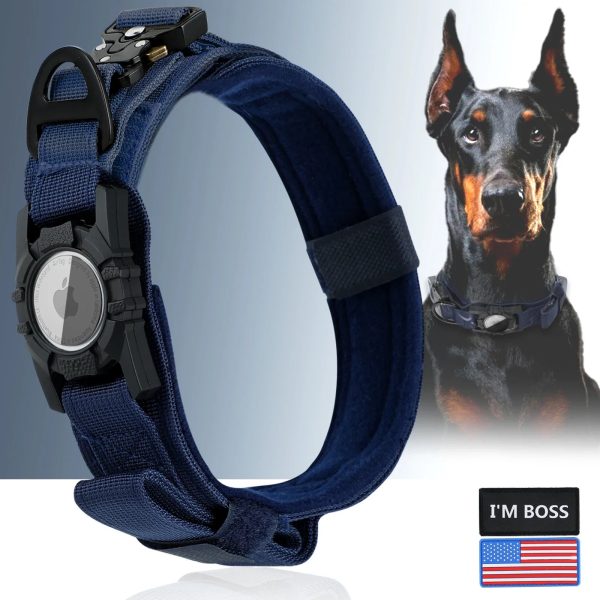 AirTag Dog Collar with Handle, Tactical Dog Collar for Large Medium Dogs AirTag Dog Collar with Handle, Tactical Dog Collar for Large Medium Dogs