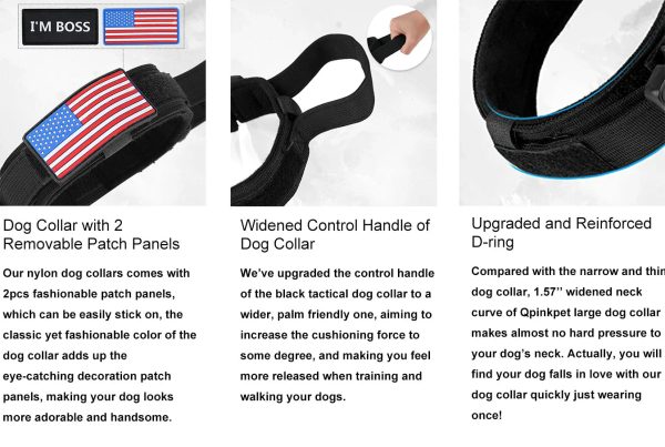 AirTag Dog Collar with Handle, Tactical Dog Collar for Large Medium Dogs AirTag Dog Collar with Handle, Tactical Dog Collar for Large Medium Dogs