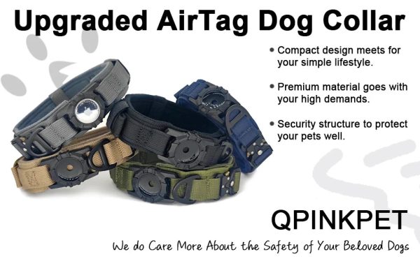 AirTag Dog Collar with Handle, Tactical Dog Collar for Large Medium Dogs AirTag Dog Collar with Handle, Tactical Dog Collar for Large Medium Dogs