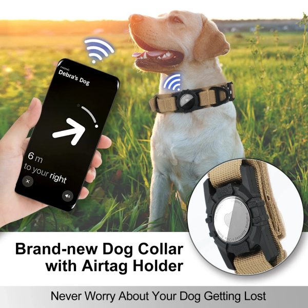 AirTag Dog Collar with Handle, Tactical Dog Collar for Large Medium Dogs AirTag Dog Collar with Handle, Tactical Dog Collar for Large Medium Dogs