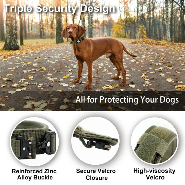 AirTag Dog Collar with Handle, Tactical Dog Collar for Large Medium Dogs AirTag Dog Collar with Handle, Tactical Dog Collar for Large Medium Dogs