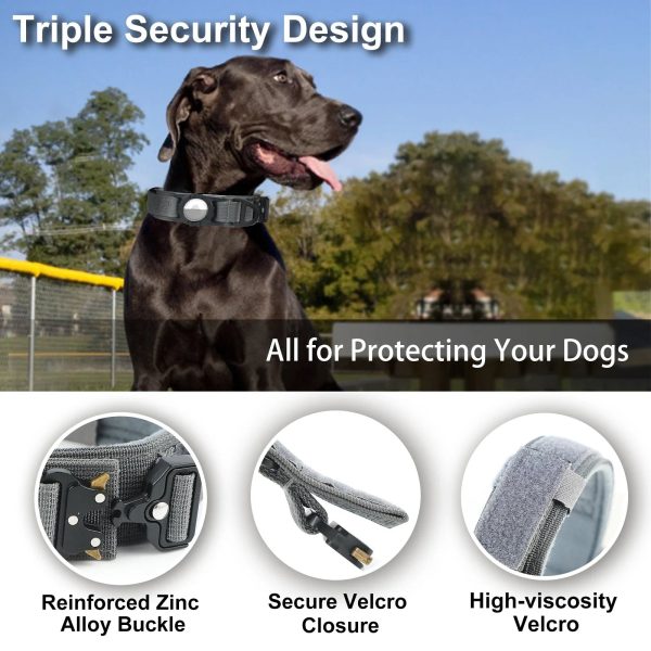 AirTag Dog Collar with Handle, Tactical Dog Collar for Large Medium Dogs AirTag Dog Collar with Handle, Tactical Dog Collar for Large Medium Dogs