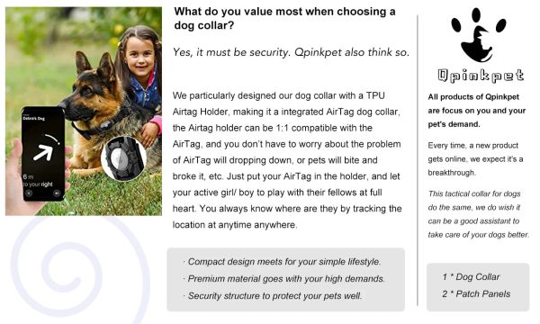 AirTag Dog Collar with Handle, Tactical Dog Collar for Large Medium Dogs AirTag Dog Collar with Handle, Tactical Dog Collar for Large Medium Dogs