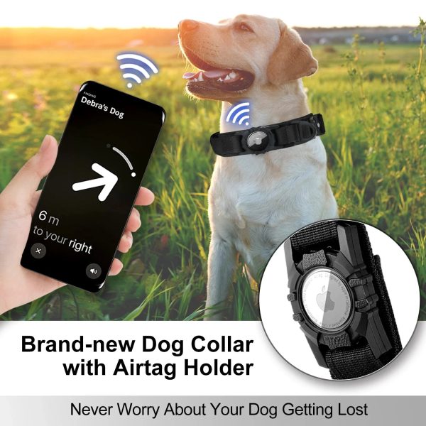 AirTag Dog Collar with Handle, Tactical Dog Collar for Large Medium Dogs AirTag Dog Collar with Handle, Tactical Dog Collar for Large Medium Dogs