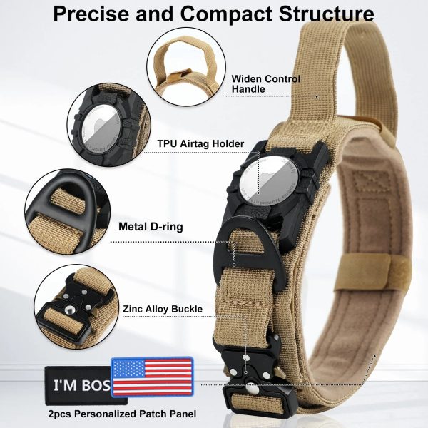 AirTag Dog Collar with Handle, Tactical Dog Collar for Large Medium Dogs AirTag Dog Collar with Handle, Tactical Dog Collar for Large Medium Dogs