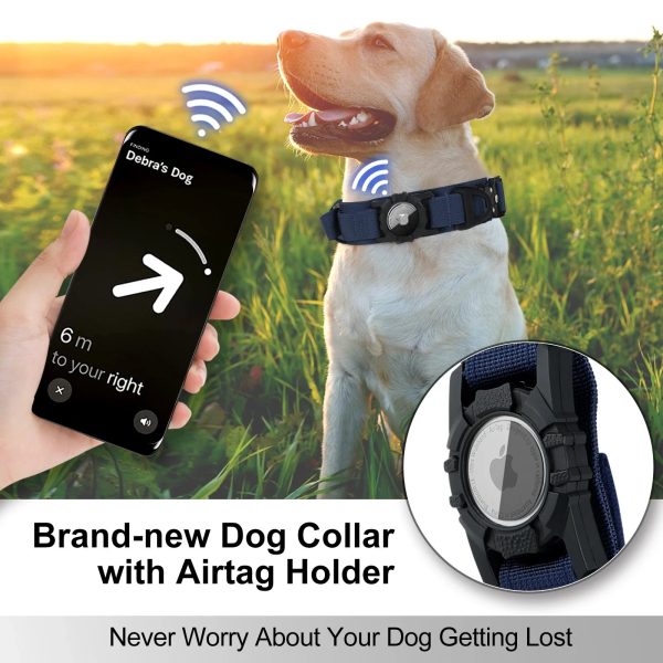 AirTag Dog Collar with Handle, Tactical Dog Collar for Large Medium Dogs AirTag Dog Collar with Handle, Tactical Dog Collar for Large Medium Dogs
