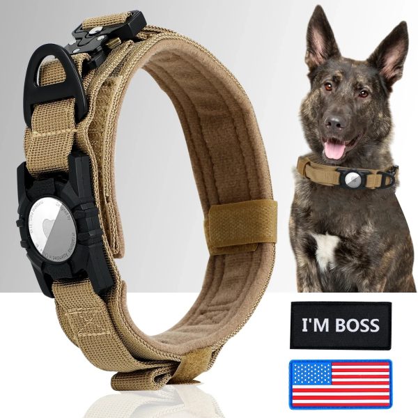 AirTag Dog Collar with Handle, Tactical Dog Collar for Large Medium Dogs AirTag Dog Collar with Handle, Tactical Dog Collar for Large Medium Dogs