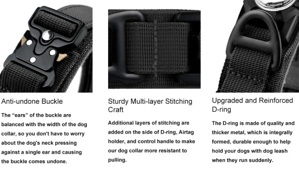 AirTag Dog Collar with Handle, Tactical Dog Collar for Large Medium Dogs AirTag Dog Collar with Handle, Tactical Dog Collar for Large Medium Dogs