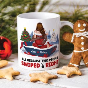 All Because Two People Swiped Right, Personalized Coffee Mug, Christmas Gifts For Couple
