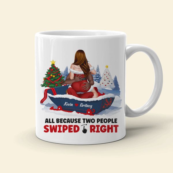 All Because Two People Swiped Right, Personalized Coffee Mug, Christmas Gifts For Couple