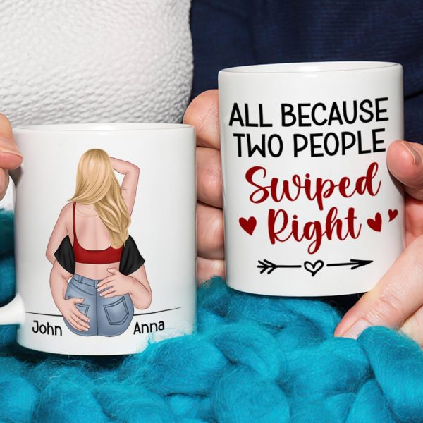 All Because Two People Swipped Right, Personalized Mug, Gift For Couple All Because Two People Swipped Right, Personalized Mug, Gift For Couple