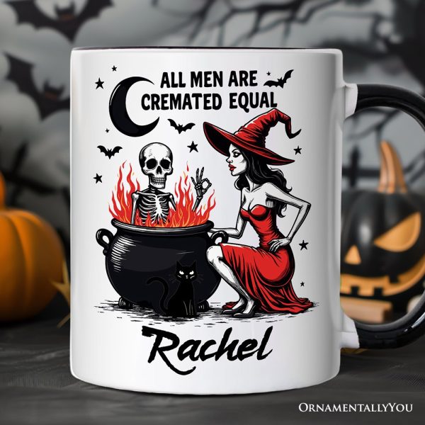 All Men Are Cremated Equal Halloween Personalized Mug, Funny Witch Cauldron Gift with Custom Nam All Men Are Cremated Equal Halloween Personalized Mug, Funny Witch Cauldron Gift with Custom Nam