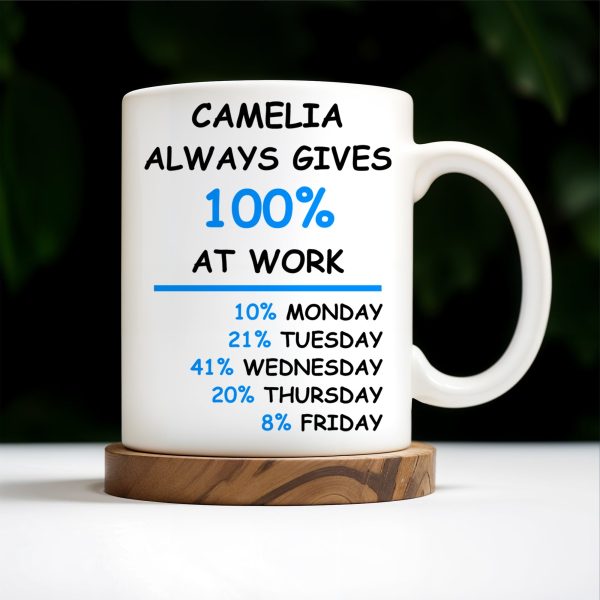 Always Gives 100% At Work Mug With Percentage Chart - Personalized Custom Coffee Mug - COL037_MG Always Gives 100% At Work Mug With Percentage Chart - Personalized Custom Coffee Mug - COL037_MG