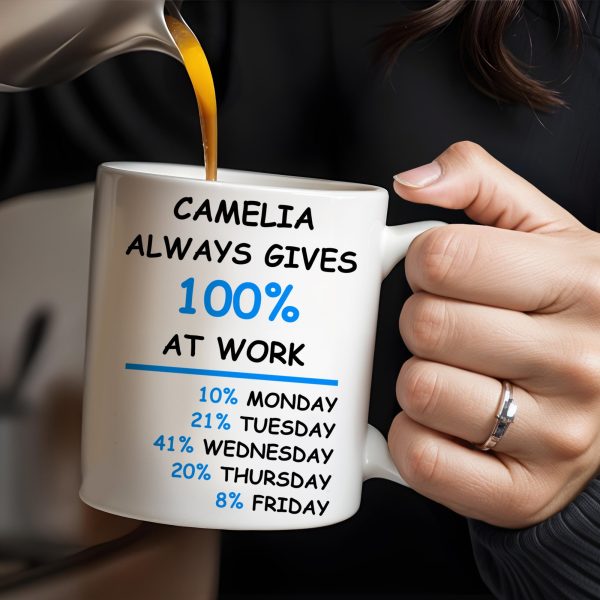 Always Gives 100% At Work Mug With Percentage Chart - Personalized Custom Coffee Mug - COL037_MG Always Gives 100% At Work Mug With Percentage Chart - Personalized Custom Coffee Mug - COL037_MG