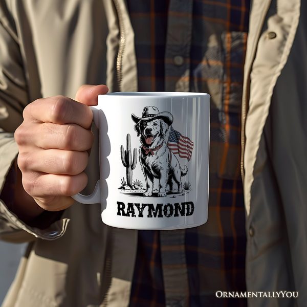 American Cowboy Dog Personalized Mug, Western 4th of July Gift with Custom Name American Cowboy Dog Personalized Mug, Western 4th of July Gift with Custom Name