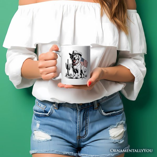 American Cowboy Dog Personalized Mug, Western 4th of July Gift with Custom Name American Cowboy Dog Personalized Mug, Western 4th of July Gift with Custom Name