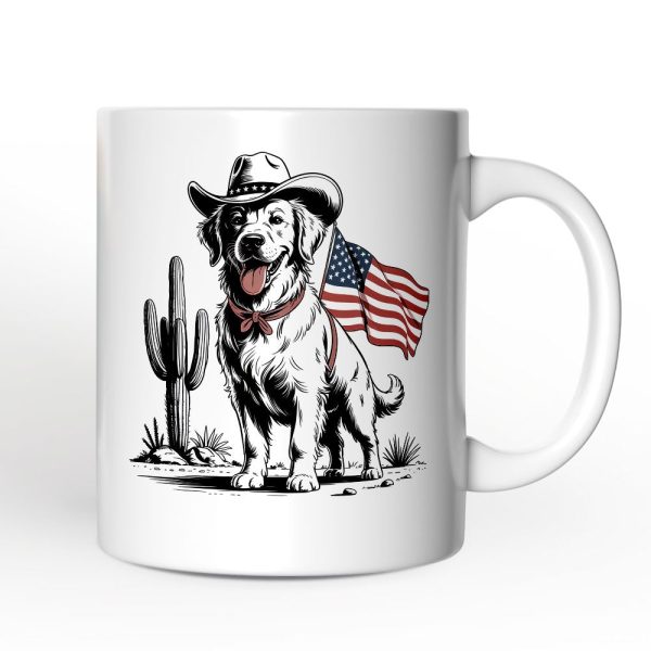 American Cowboy Dog Personalized Mug, Western 4th of July Gift with Custom Name American Cowboy Dog Personalized Mug, Western 4th of July Gift with Custom Name
