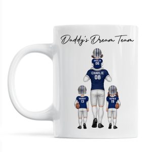 American Football Dad Dream Team Personalized Mug, Coolest Father's Day Gift For Dad