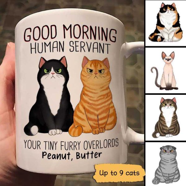 Angry Cats Good Morning Human Servant Personalized Mug Angry Cats Good Morning Human Servant Personalized Mug