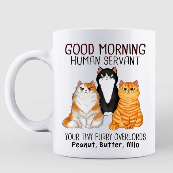 Angry Cats Good Morning Human Servant Personalized Mug Angry Cats Good Morning Human Servant Personalized Mug