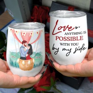 Anything Is Possible, Gift For Couple, Personalized Tumbler, Couple Kissing Tumbler, Anniversary Gift