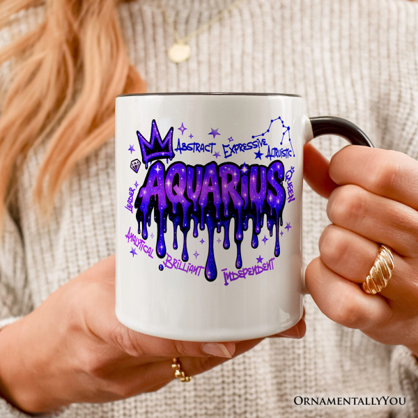 Aquarius Graffiti Zodiac Personalized Mug, Street Style Astrology Horoscope Gift with Custom Name Aquarius Graffiti Zodiac Personalized Mug, Street Style Astrology Horoscope Gift with Custom Name