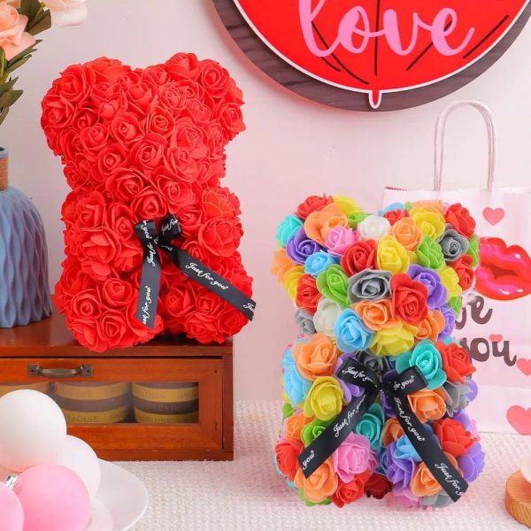 Artificial Rose Teddy Bear Floral Gift Artificial Rose Teddy Bear Floral Gift
