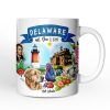 Artistic Delaware State Themes and Landmarks Personalized Mug With Custom Name Artistic Delaware State Themes and Landmarks Personalized Mug With Custom Name