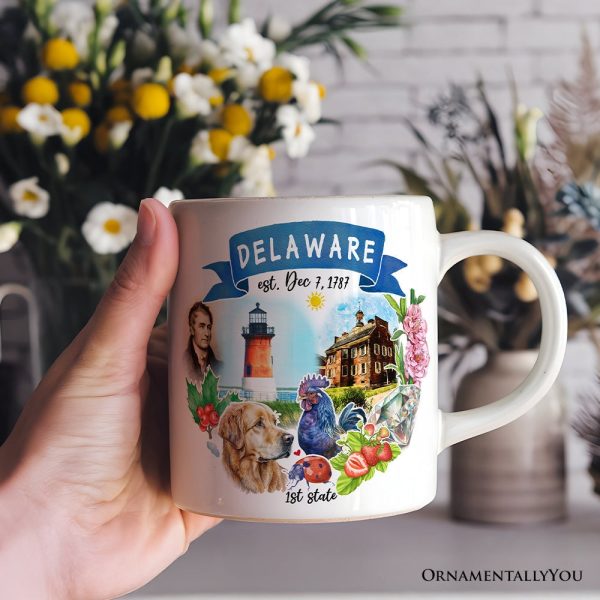 Artistic Delaware State Themes and Landmarks Personalized Mug With Custom Name Artistic Delaware State Themes and Landmarks Personalized Mug With Custom Name