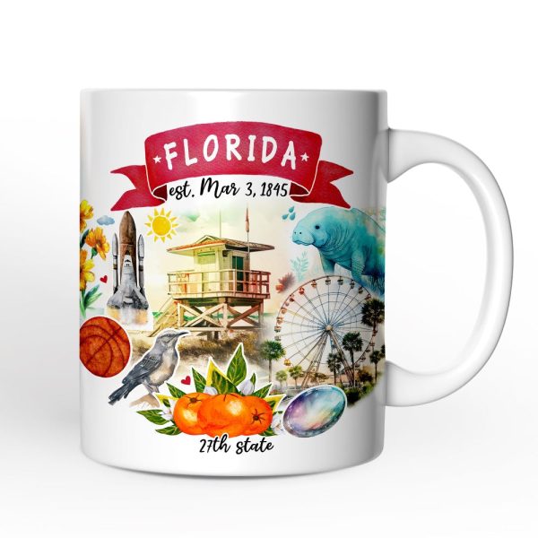 Artistic Florida State Themes and Landmarks Personalized Mug With Custom Name Artistic Florida State Themes and Landmarks Personalized Mug With Custom Name