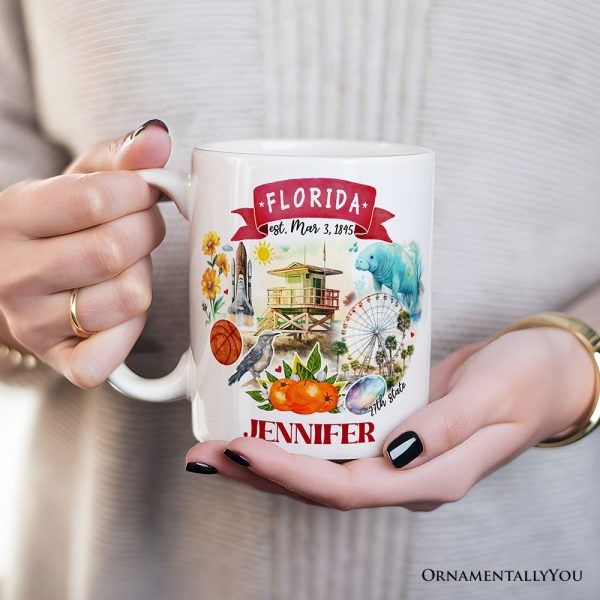 Artistic Florida State Themes and Landmarks Personalized Mug With Custom Name Artistic Florida State Themes and Landmarks Personalized Mug With Custom Name