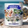 Artistic Georgia State Themes and Landmarks Personalized Mug With Custom Name Artistic Georgia State Themes and Landmarks Personalized Mug With Custom Name