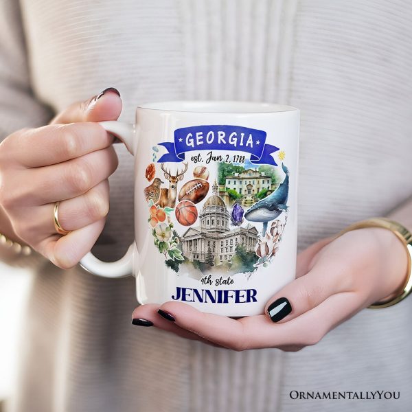 Artistic Georgia State Themes and Landmarks Personalized Mug With Custom Name Artistic Georgia State Themes and Landmarks Personalized Mug With Custom Name