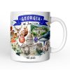 Artistic Georgia State Themes and Landmarks Personalized Mug With Custom Name Artistic Georgia State Themes and Landmarks Personalized Mug With Custom Name