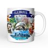 Artistic Illinois State Themes and Landmarks Personalized Mug With Custom Name Artistic Illinois State Themes and Landmarks Personalized Mug With Custom Name