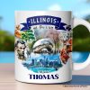 Artistic Illinois State Themes and Landmarks Personalized Mug With Custom Name Artistic Illinois State Themes and Landmarks Personalized Mug With Custom Name