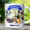Artistic Michigan State Themes and Landmarks Personalized Mug With Custom Name Artistic Michigan State Themes and Landmarks Personalized Mug With Custom Name