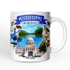 Artistic Mississippi State Themes and Landmarks Personalized Mug With Custom Name Artistic Mississippi State Themes and Landmarks Personalized Mug With Custom Name