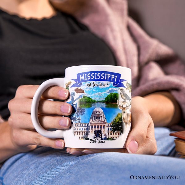 Artistic Mississippi State Themes and Landmarks Personalized Mug With Custom Name Artistic Mississippi State Themes and Landmarks Personalized Mug With Custom Name