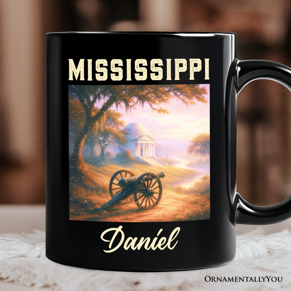 Artistic Mississippi State Vicksburg National Military Park Personalized Mug, Southern Heritage Gift and Travel Souvenir with Custom Name Artistic Mississippi State Vicksburg National Military Park Personalized Mug, Southern Heritage Gift and Travel Souvenir with Custom Name