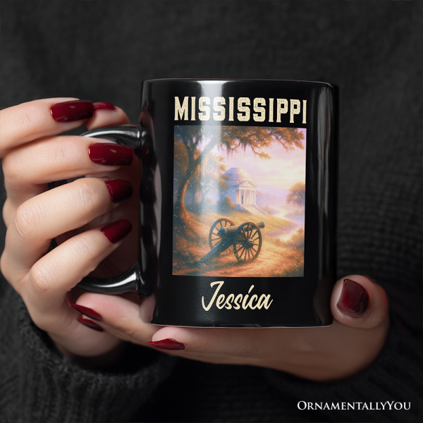 Artistic Mississippi State Vicksburg National Military Park Personalized Mug, Southern Heritage Gift and Travel Souvenir with Custom Name Artistic Mississippi State Vicksburg National Military Park Personalized Mug, Southern Heritage Gift and Travel Souvenir with Custom Name