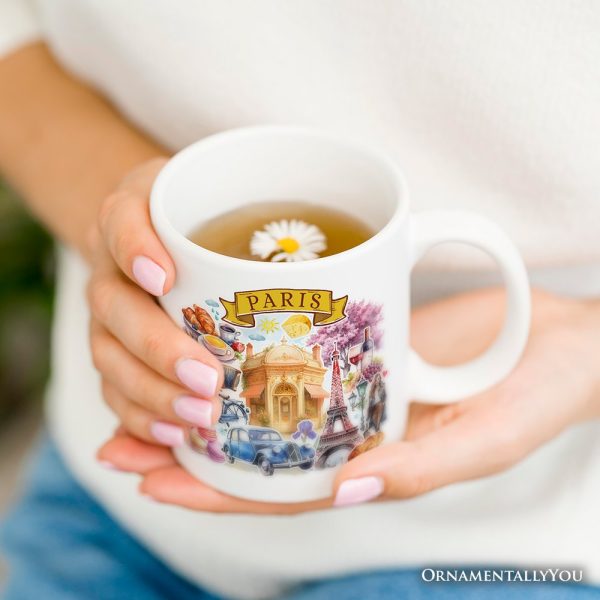 Artistic Paris Culture and Landmarks Personalized Mug, Classical France Gift and Souvenir with Custom Name Artistic Paris Culture and Landmarks Personalized Mug, Classical France Gift and Souvenir with Custom Name