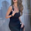 Asymmetric Chain Detail Sleeveless Bandage Party Dress - Black Asymmetric Chain Detail Sleeveless Bandage Party Dress - Black
