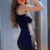 Asymmetric Chain Detail Sleeveless Bandage Party Dress - Black Asymmetric Chain Detail Sleeveless Bandage Party Dress - Black